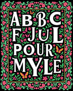 Floral Butterfly Alphabet Border Rug