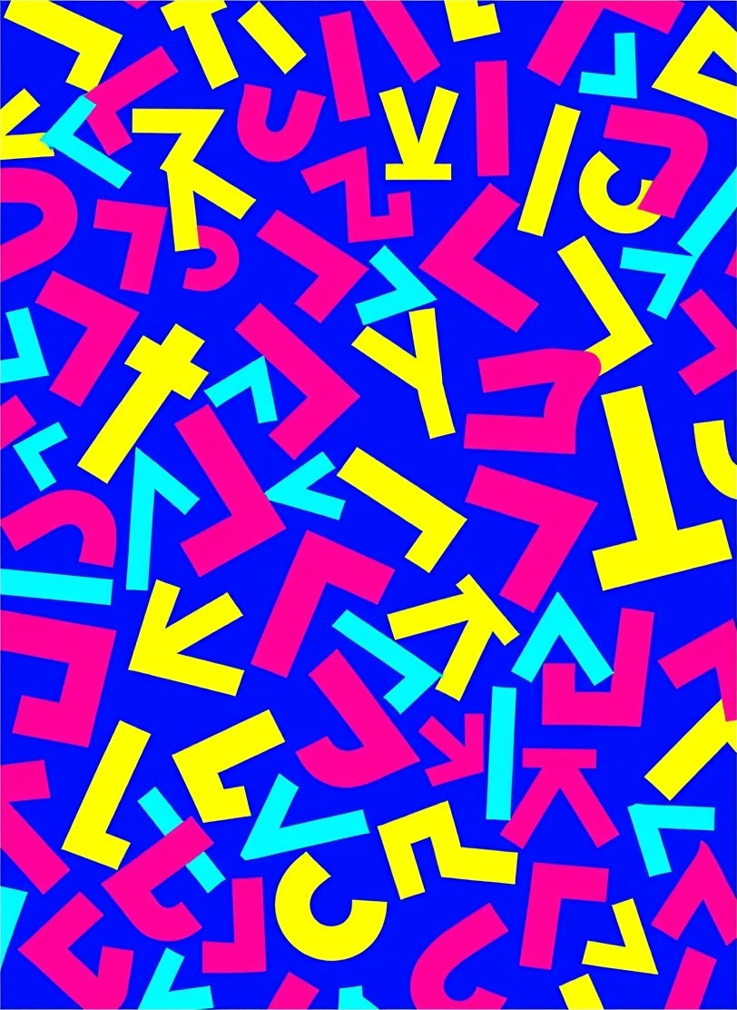 Bold Blue Neon Geometric Shapes Rug