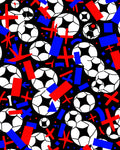 Red Blue Soccer Ball Collage Rug
