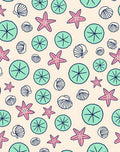 Pink Starfish Teal Circles Shells Rug