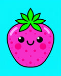 Happy Pink Strawberry Kawaii Cute Rug