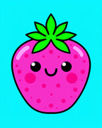 Happy Pink Strawberry Kawaii Cute Rug