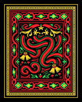 Bold Red Yellow Floral Swirl Art Rug