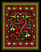 Bold Red Yellow Floral Swirl Art Rug