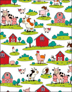 Whimsical Farm Animals Barn Landscape Rug