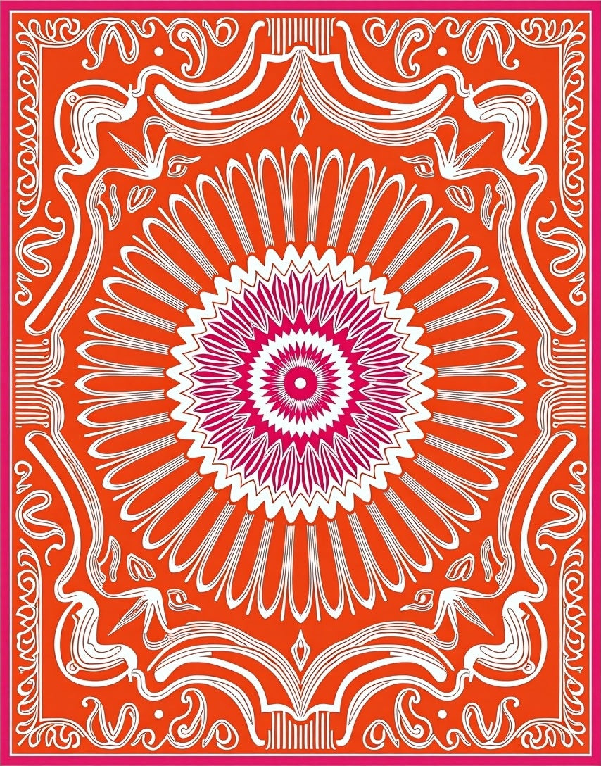 Vibrant Crimson Medallion Floral Rug