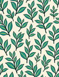 Teal Leafy Branch Botanical Print Rug