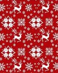 Red White Reindeer Snowflake Scene Rug