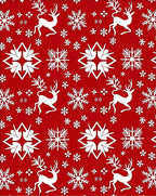 Red White Reindeer Snowflake Scene Rug