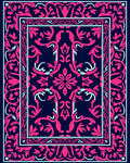 Fuchsia Baroque Floral Bordered Rug