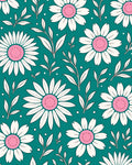 Retro White Daisy Teal Background Rug