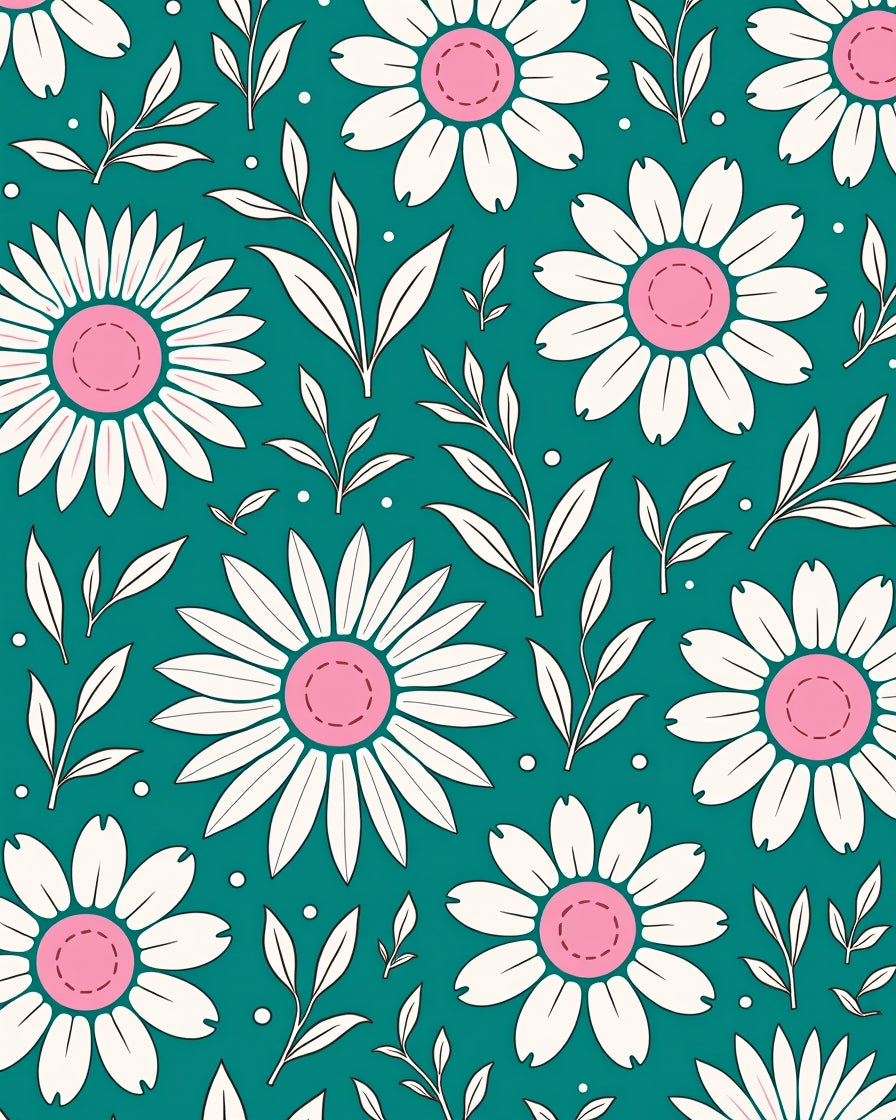 Retro White Daisy Teal Background Rug
