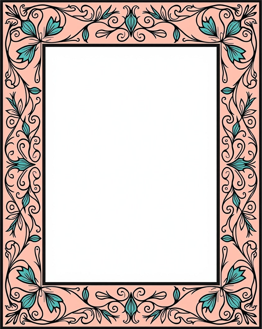 Pale Peach Floral Scrollwork Rug