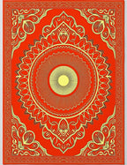 Vibrant Red Yellow Sunburst Medallion Rug