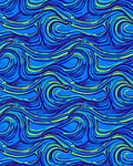 Vibrant Blue Green Swirling Waves Rug