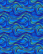 Vibrant Blue Green Swirling Waves Rug