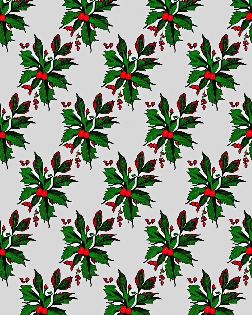Festive Green Holly Berry Cluster Rug
