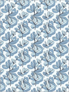 Soft Blue Botanical Outline Cluster Rug