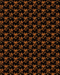 Orange Floral Scrollwork Black Backdrop Rug