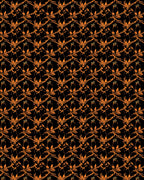 Orange Floral Scrollwork Black Backdrop Rug