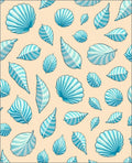 Aqua Seashell and Leaf Scatter Rug
