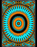 Vibrant Orange Teal Mandala Sunburst Rug