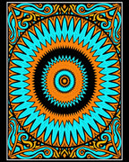 Vibrant Orange Teal Mandala Sunburst Rug