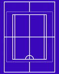 Deep Blue Line Art Court Rug