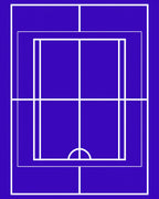 Deep Blue Line Art Court Rug