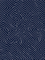 Dark Blue White Linear Topography Rug