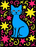 Jazzy Blue Cat Sparkle Stars Rug