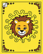 Golden Lion Face Swirls Border Rug