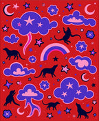Celestial Night Sky Doggos Rainbow Rug