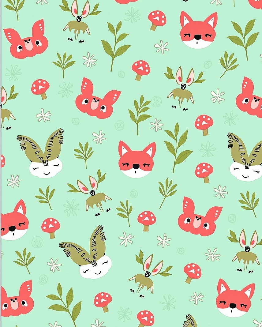 Woodland Creatures Coral Tan Forest Rug