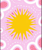 Radiant Sunburst Pink Watercolor Blooms Rug