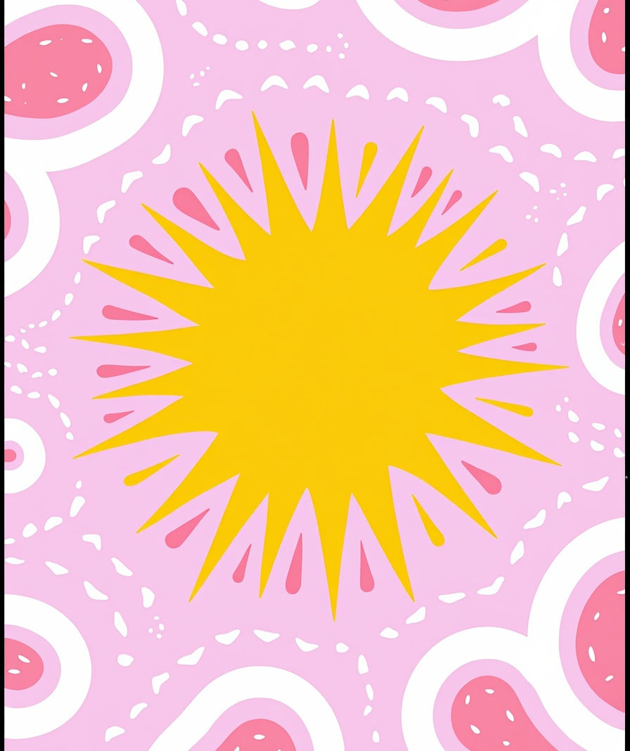 Radiant Sunburst Pink Watercolor Blooms Rug