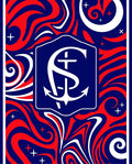Deep Blue Red Swirl Anchor Emblem Rug