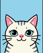 Cute White Cat Blue Eyes Rug