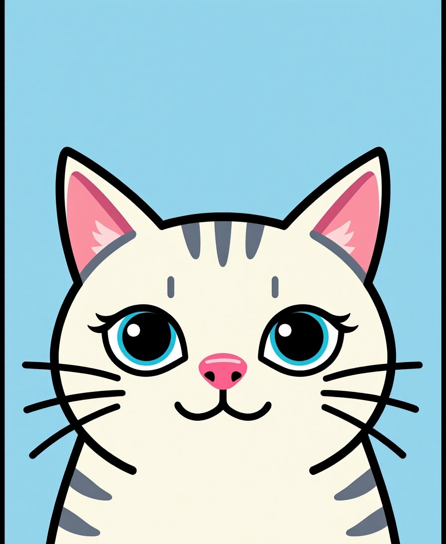 Cute White Cat Blue Eyes Rug