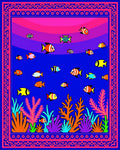 Vibrant Fish Coral Reef Border Rug