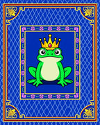 Royal Green Frog Crown Blue Geometric Rug