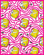 Yellow Cheese Maze Pink Swirl Rug
