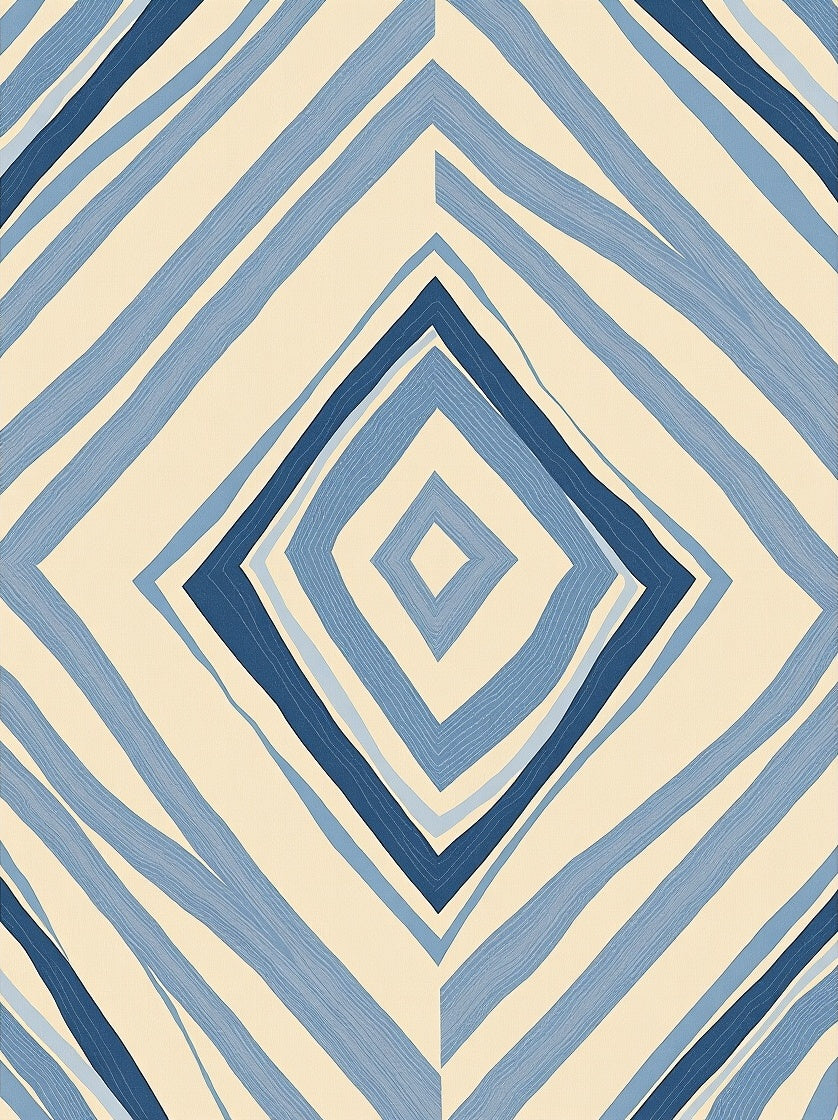 Navy Blue Diagonal Stripe Diamond Rug