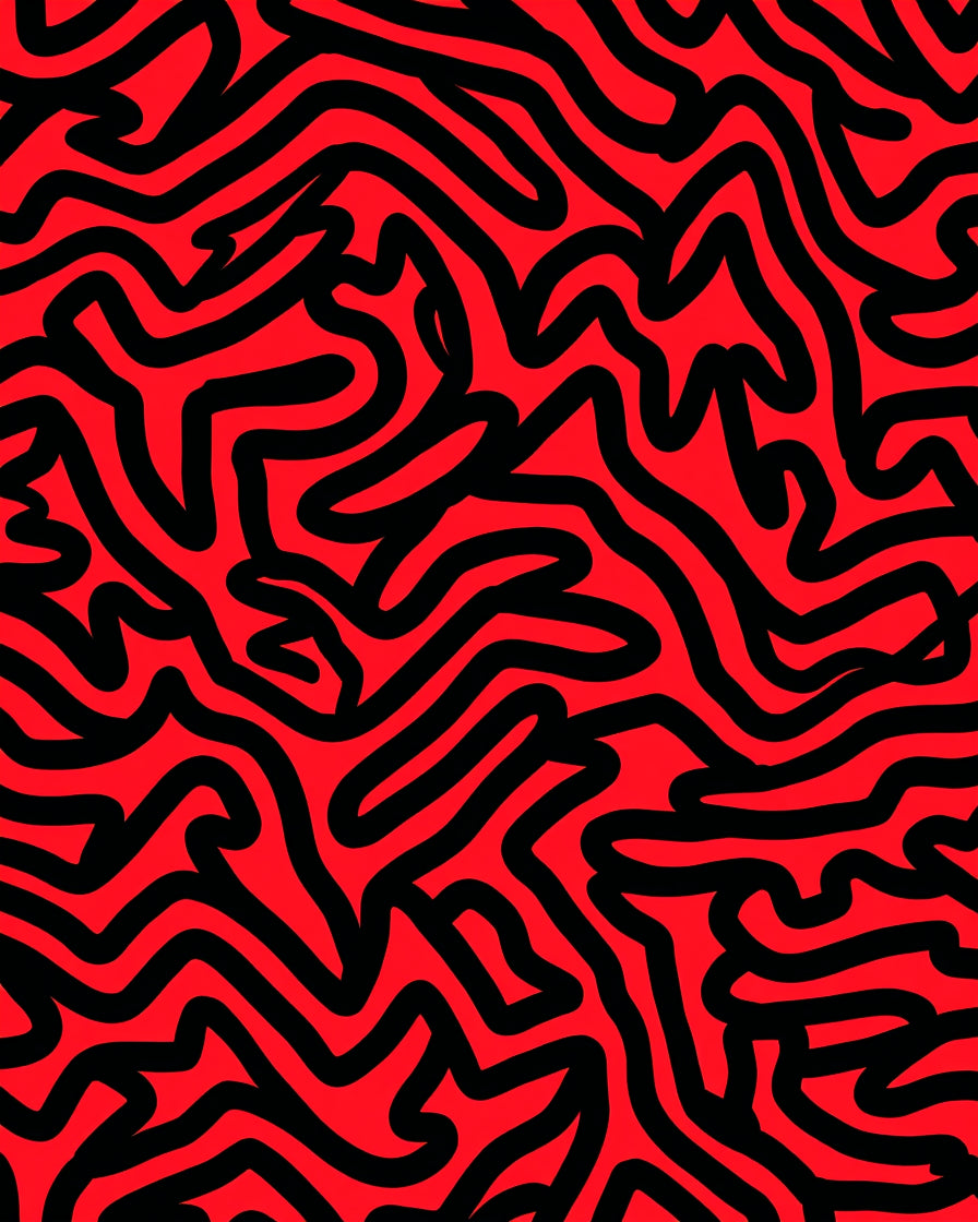 Bold Red Swirl Continuous Line Rug