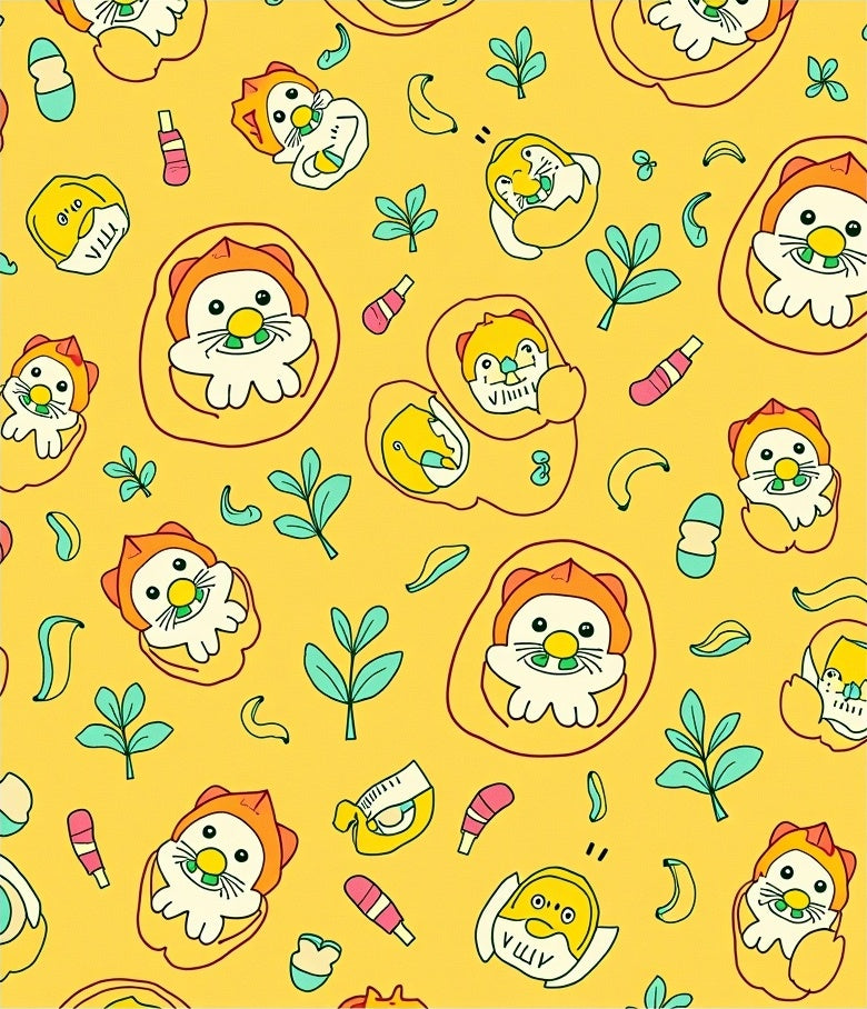Cute Yellow Baby Lion Pattern Rug