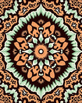 Orange Mint Symmetry Radial Medallion Rug