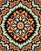 Orange Mint Symmetry Radial Medallion Rug