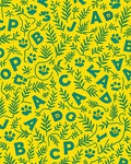 Yellow Teal Alphabet Forest Scene Rug