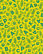 Yellow Teal Alphabet Forest Scene Rug