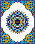 Vibrant Blue Yellow Mandala Framing Rug